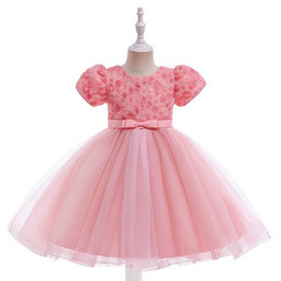 European & American Children's One-Shoulder Piano Performance Evening Dress with Bow