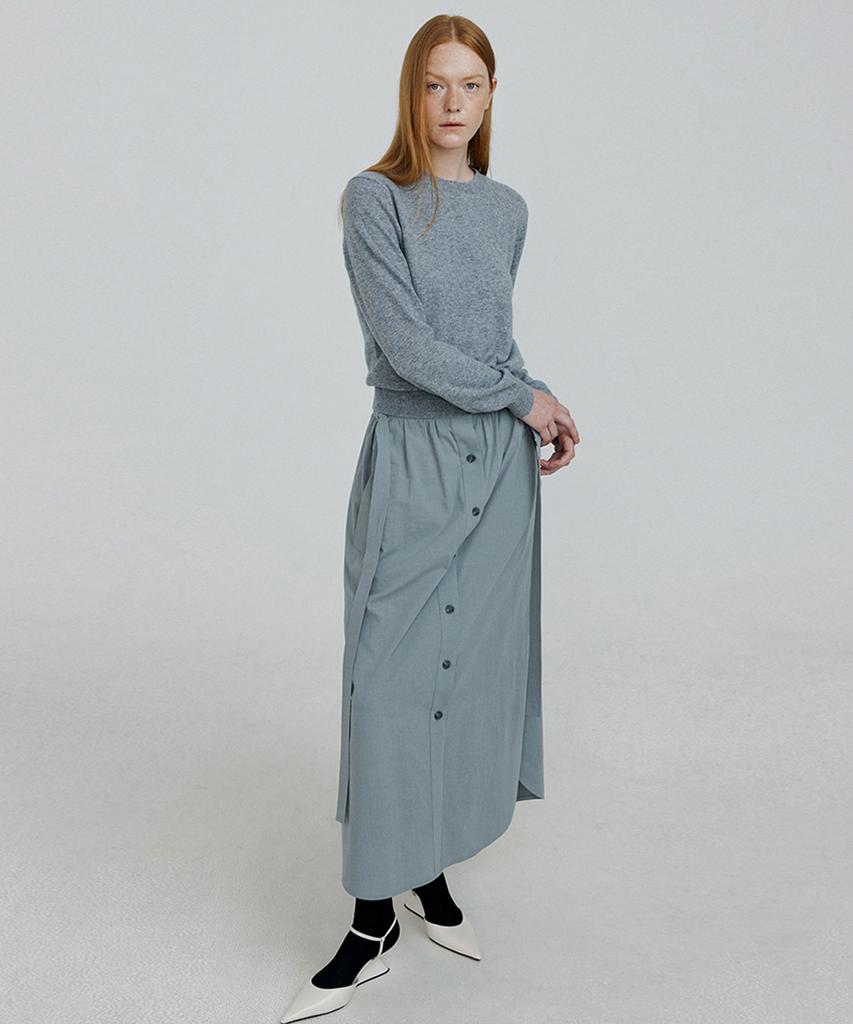 MOLLIOLLI Mony Round Neck Cashmere Knit [Heather Grey]