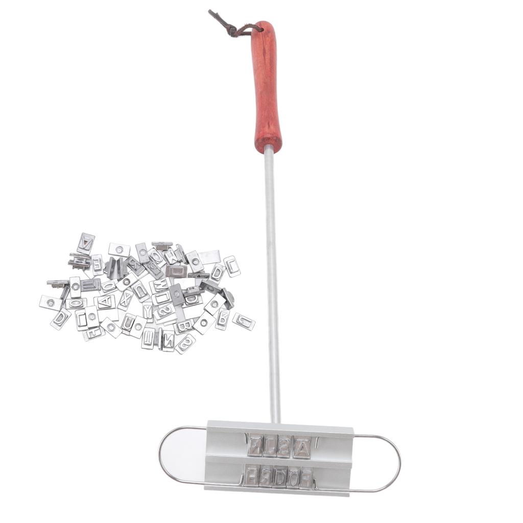 BBQ Branding Iron English Letters Stainless Steel Steak Branding Iron with Wooden Handle for Grillin