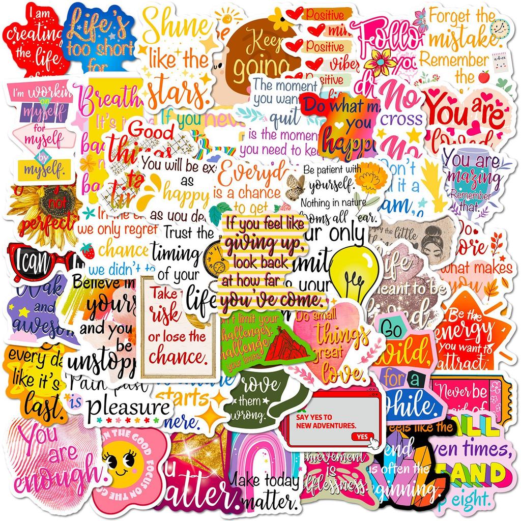 200 Creative Illustrations In English Motivational Passionate Phrases Stickers Decorative Folders, Pencil Case Refrigerators