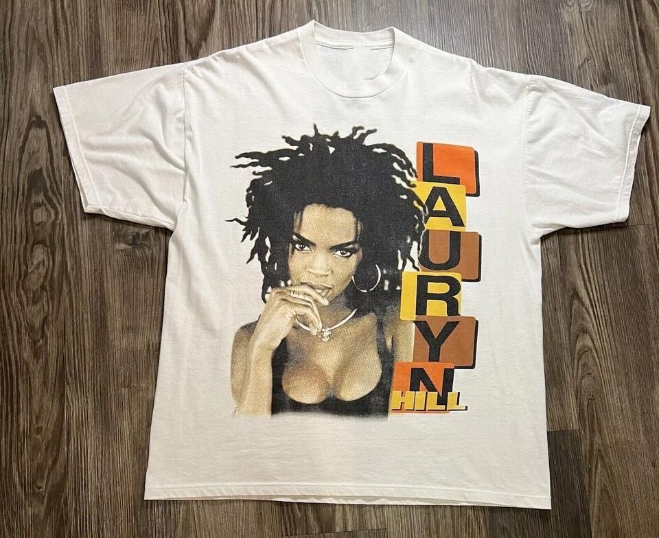 Vtg Lauryn Hill Singer Heavy Cotton All Size White Unisex Tee Shirt BL125 XL