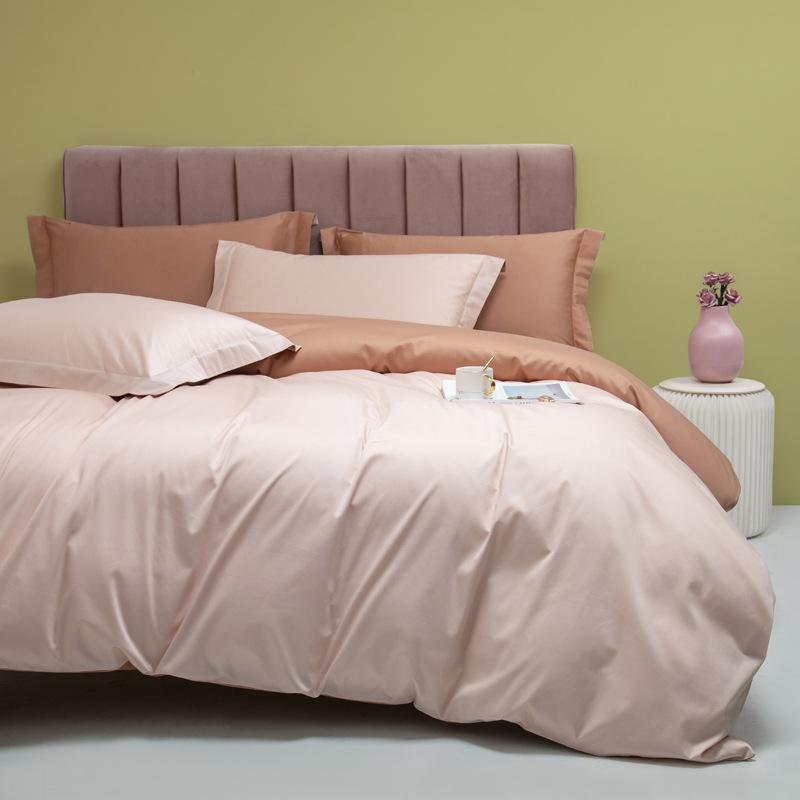High-end four-piece set Class A 100S long-staple cotton solid color pure cotton four-piece set