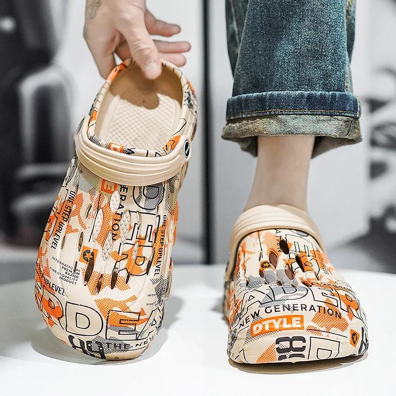 Trädgårdsträskor för män Herr Sommarsandaler Utomhusstrandsandaler för man Mode Träskor Skor som andas Vattenskor Fritidstofflor