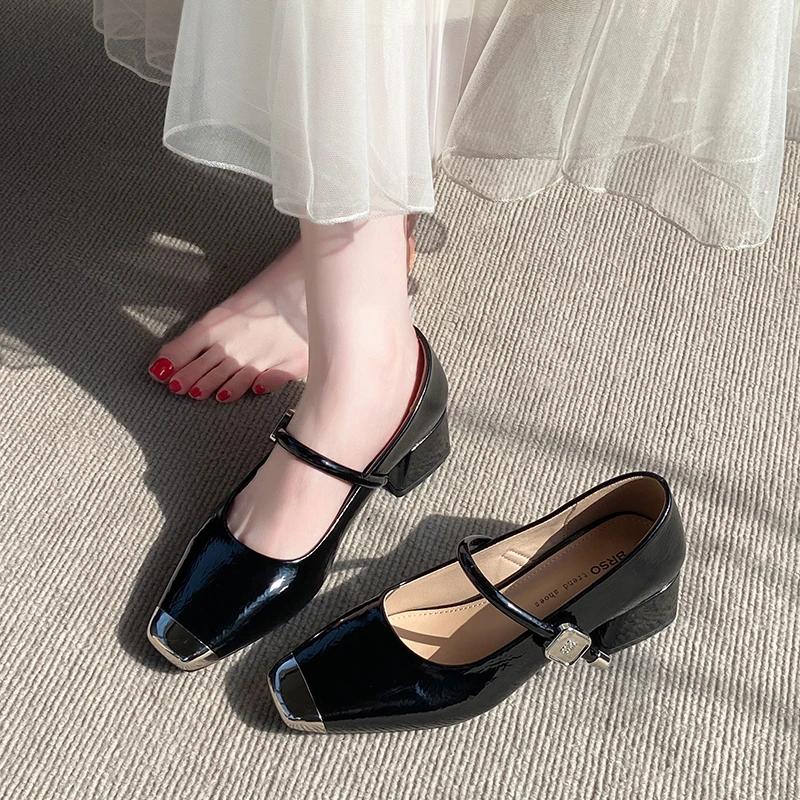 Fashion 2025 Hot Sale Mary Janes Women's High Heels Square Toe Chunky Heels Classics Daily & Office Pumps Women Shallow Slip On Shoes