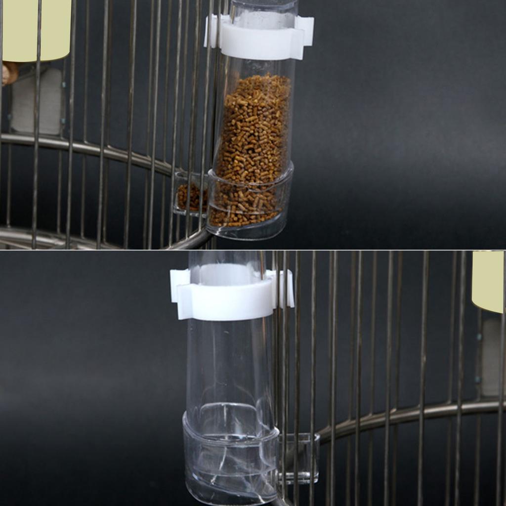 Automatic Feeder Waterer Transparent Acrylic Bird Food Feeder Dispenser Hanging Bird Feeder for Cage