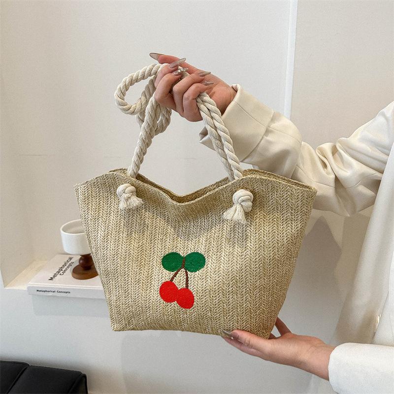 

Woven straw bag women s 2024 new versatile shoulder handbag fashionable student commuting large-capacity tote bag хакі