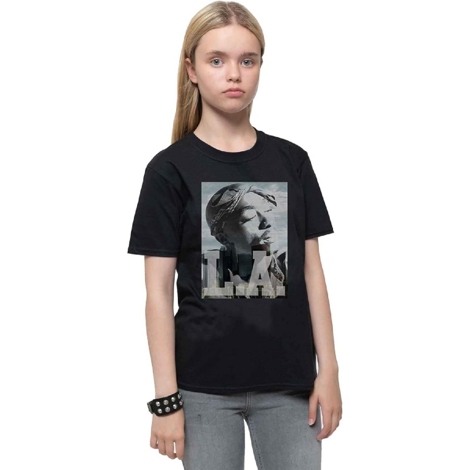 

Tupac Kids T Shirt La Skyline Portrait Logo New Official Black Ages 1-12 Yrs Size Medium (7_8 Yrs) S чёрный