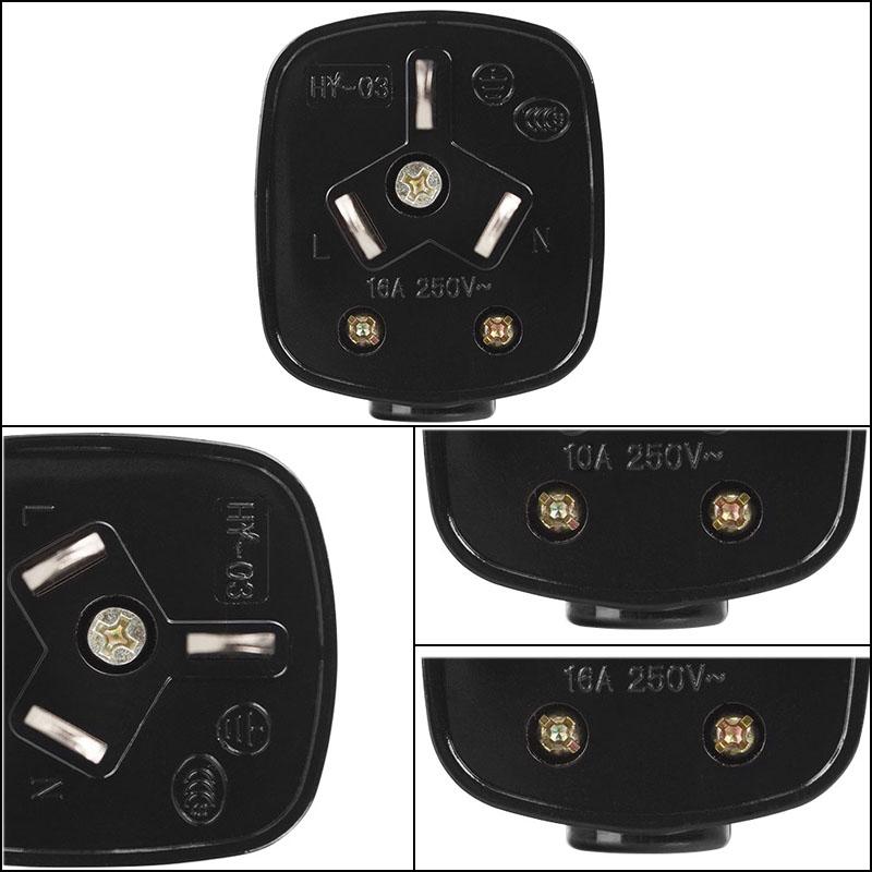 Black Australia Standard 16A/10A 250V AU CN 3Pin Power Plug Detachable Assembly Extension Cord Connection Plug Male 2/5/10/20pcs