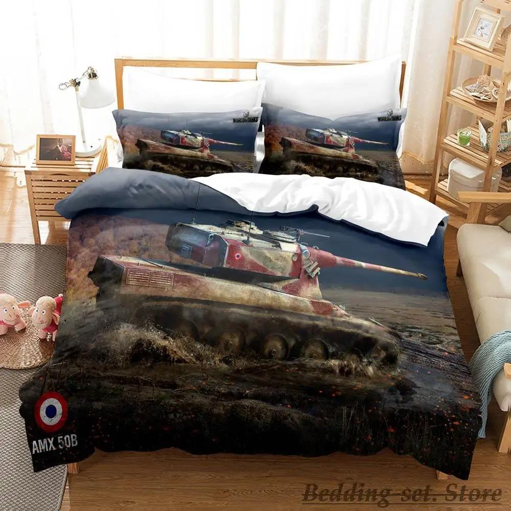 Game World Of Tanks Bedding Set Single Twin Full Queen King Size Bed Set Adult Kid Bedroom Duvetcover Sets Anime Bed Tool