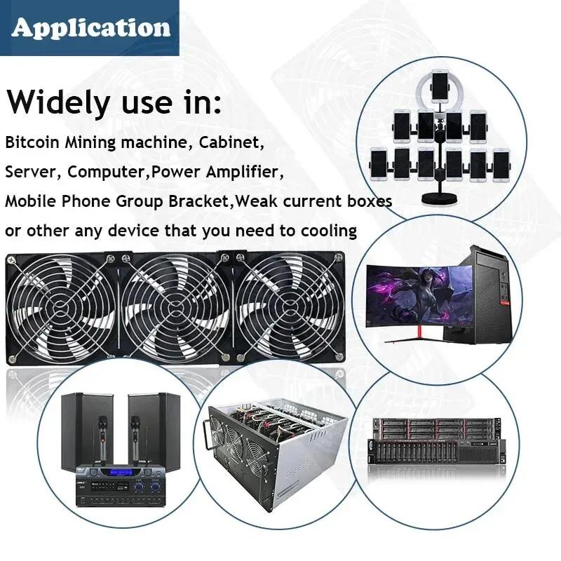 220V 120mm 3000RPM Fan Cooling with Controller 12cm 12V Btc Machine Chassis Workstation Cabinet Radiator Server Fan