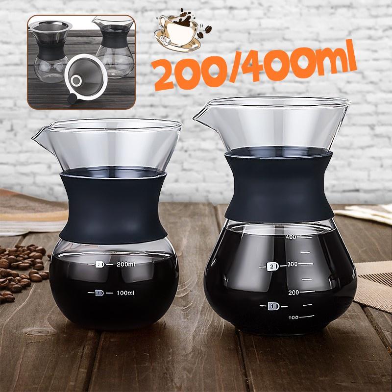 400ML Classic Glass Coffee Maker Pour Over Coffeemaker With Steel Filter Coffee Espresso Hand Brew Drip Filter Glass Pot