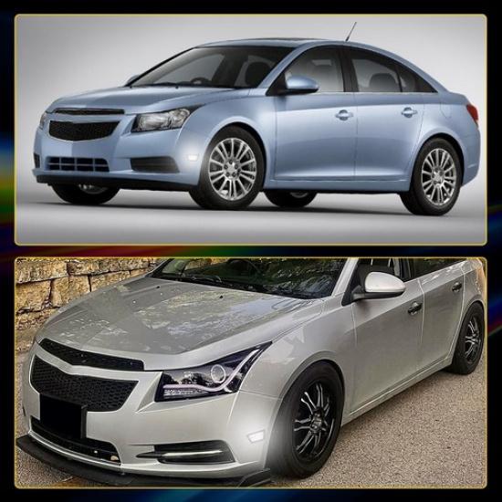 For 2011-2015 Chevy Cruze Smoked Lens White LED Front Bumper Side Marker Lights