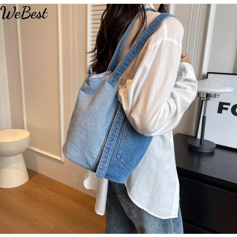 

New Denim Shoulder Bag Large Capacity Shopping Bag світло-синій колір