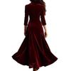 Europäische und amerikanische Damenbekleidung unabhängige Station einfarbig Knopf Revers Dreiviertelärm langes Kleid Kleid Taille Schwingrock