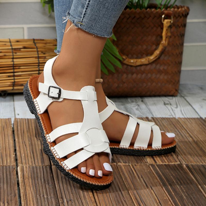 Sommer Römische Flache Schuhe Damenschuhe Flache Ferse Urlaub Strand Mode Hundert Sandalen Frauen