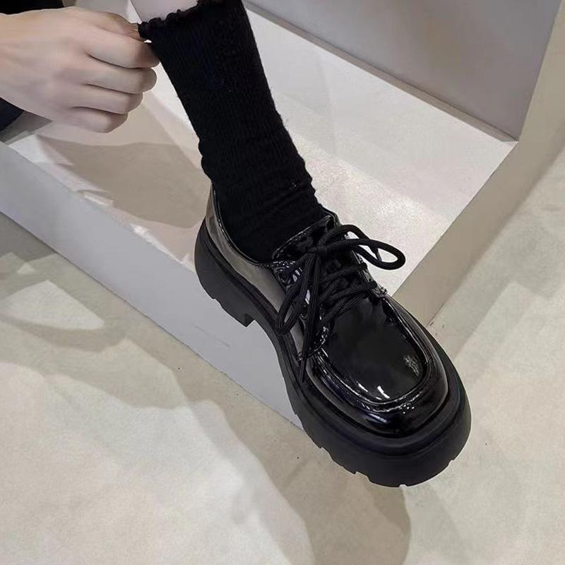 

2025 new platform small leather shoes 2025 new spring and autumn retro British style jk shoes black versatile with skirt 40