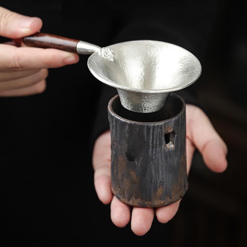 Tin Tea Drain Hand Filter Screen Kung Fu Tea Set Accessories Ebony Side Tea Filter