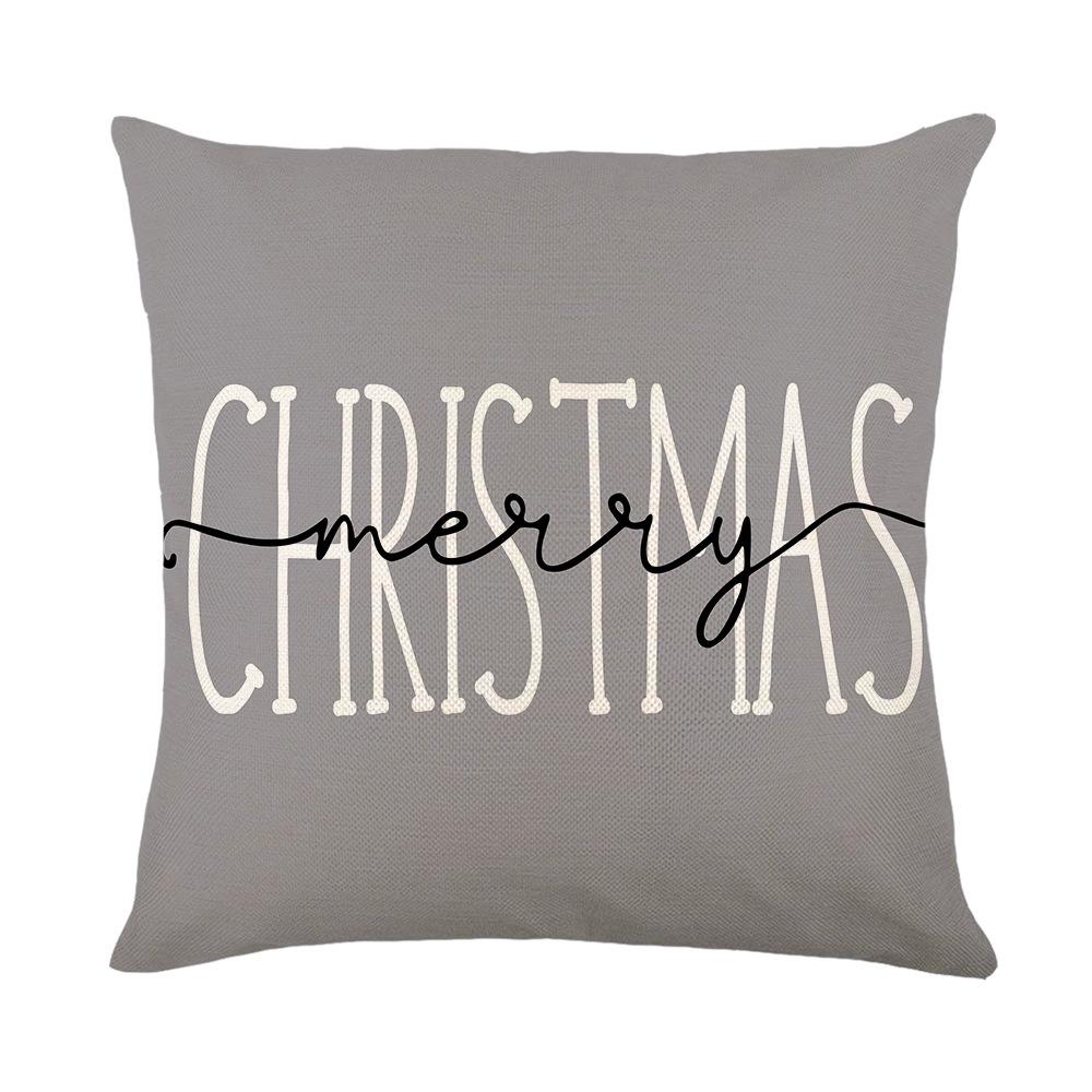 Christmas Plant Flower Pillow Cover Polyester Home Letter Print Sofa Cushion Cover Pillow