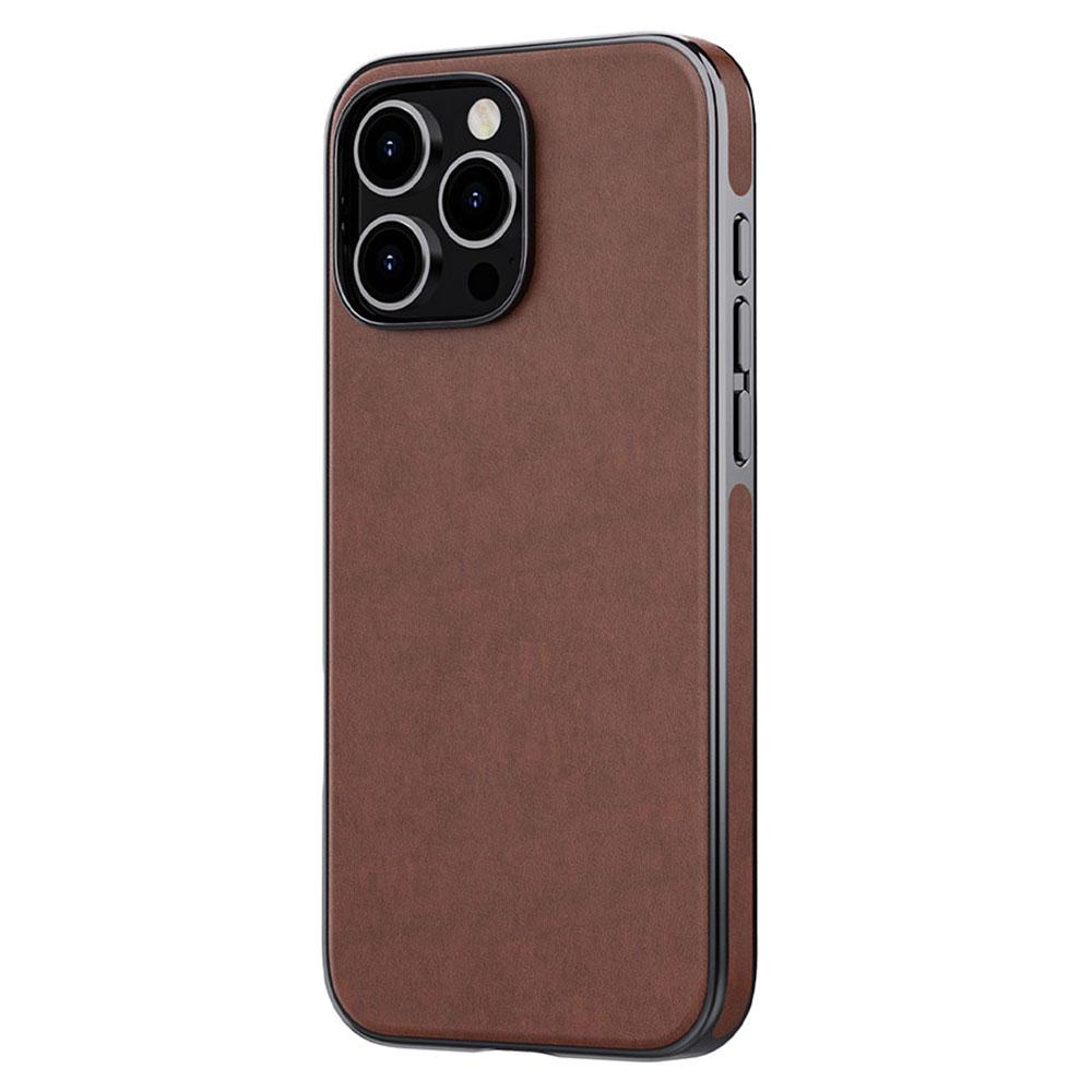 

For iPhone 16 Pro Max Case Compatible with MagSafe PU Leather Coated TPU Back Cover Brown