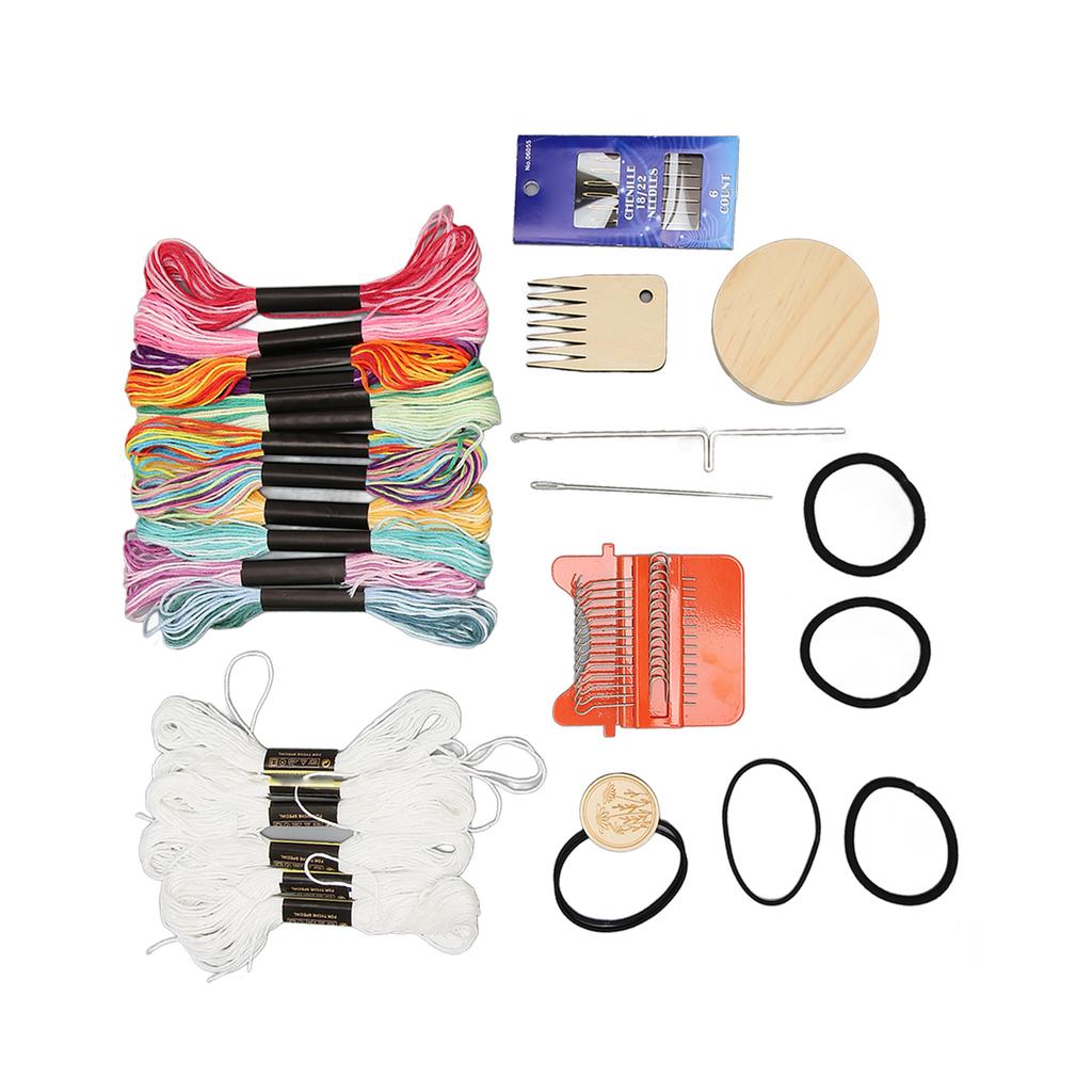 Mini Loom Machine 14 Hooks 18 Colors Threads Easy Operation Portable Mini Darning Loom for Handicraft DIY Repair