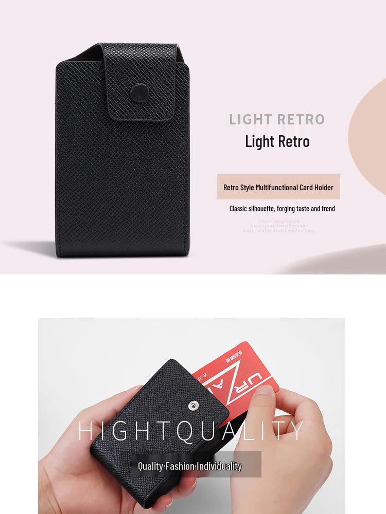 Stylish Multi-functional Cross-Grain Card Holder with Buckle for Coins and IDs