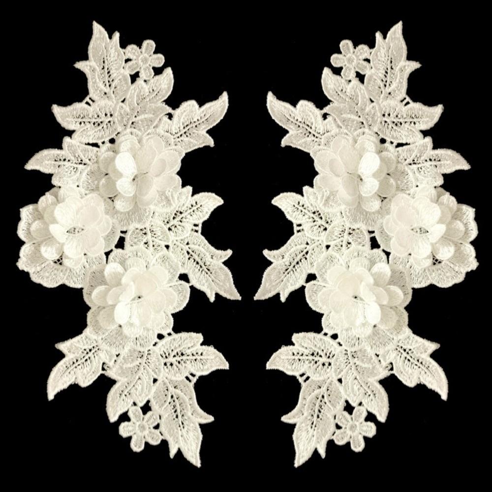 

Vintage Heavy Lace Lace Applique Matched Pattern Colorful Floral Embroidery Trim DIY Design 3D Embroidered Patch Clothing Sewing белый