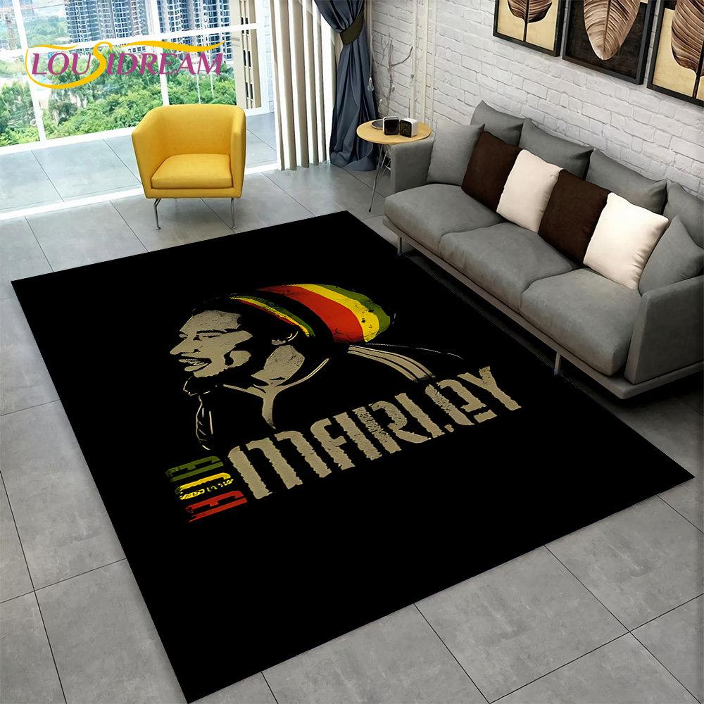 Bob Marley Reggae Music Maple Leaf Jamaican Area Rug,Carpet Rug for Living Room Bedroom Sofa Doormat Decor,Non-slip Floor Mat