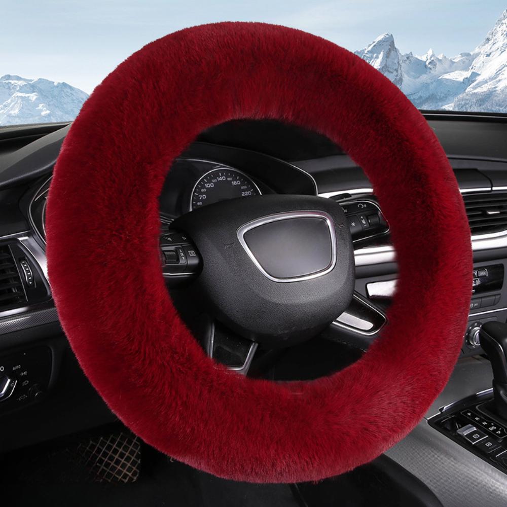 

Зимовий пухнастий чохол із шерсті кролика Захист чохла на кермо автомобіля Теплий надтовстий плюшевий м’який різнокольоровий чохол на кермо для жінок і чоловіків