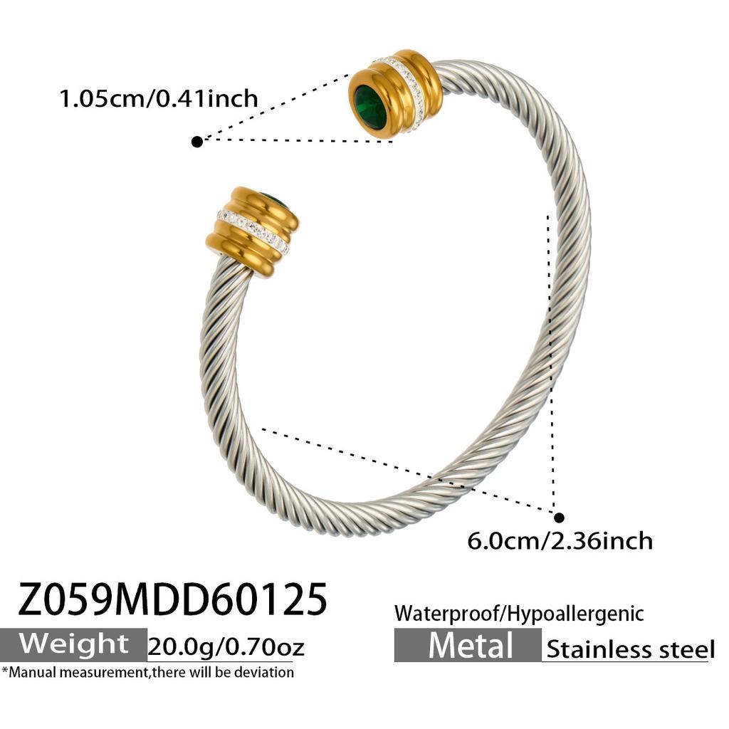 European and American fashion light luxury jewelry bracelet set with zirconia, stainless steel elastic open bangle