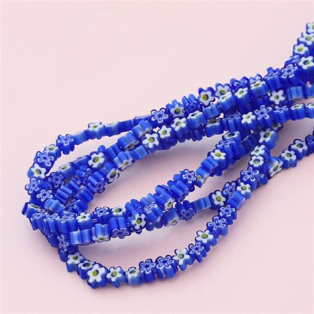 

45шт лэмпворк бусины разноцветные стеклянные бусины с цветочным узором для изготовления ювелирных изделий синий