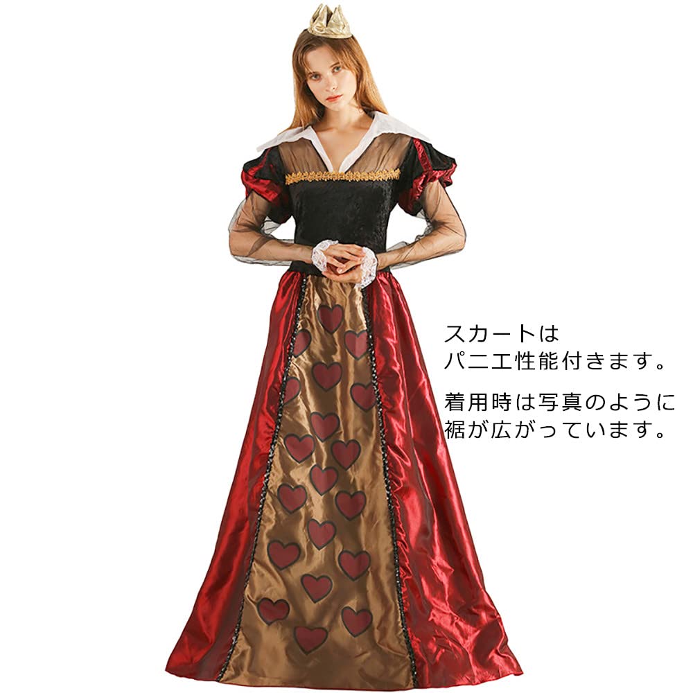 [SCLYX] Alice in Wonderland Cosplay - Queen of Hearts Costume for Women - Authentic Queen of Hearts Dress, Long Sleeved, Alice in Wonderland Cosplay C