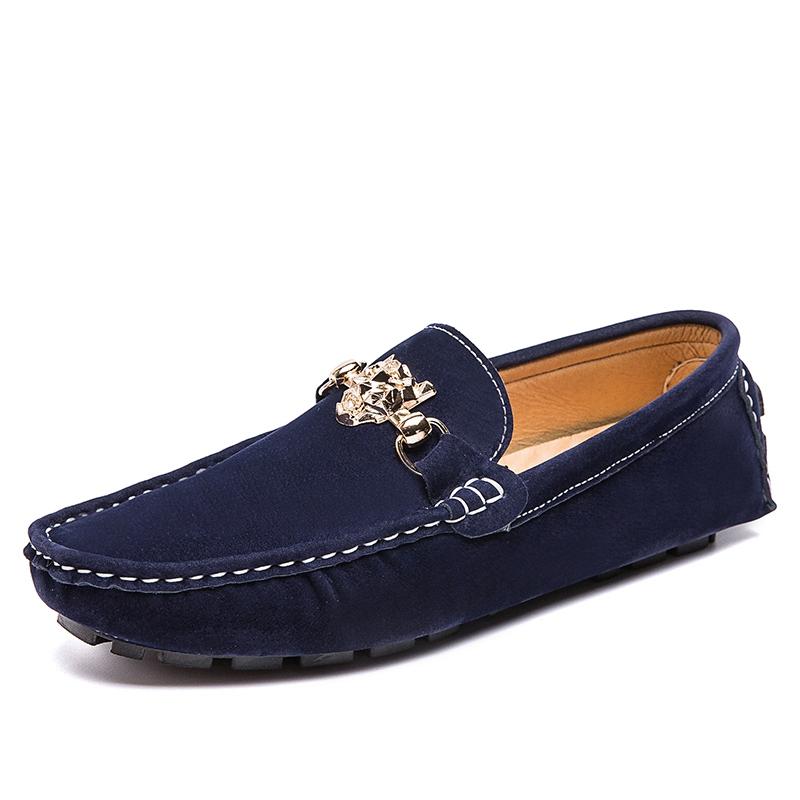 Big Size Penny Loafers Men Casual Fashion Suede Leather Mens Loafer Man Moccasins Slip On Men's Flats Male Driving Shoes Orange