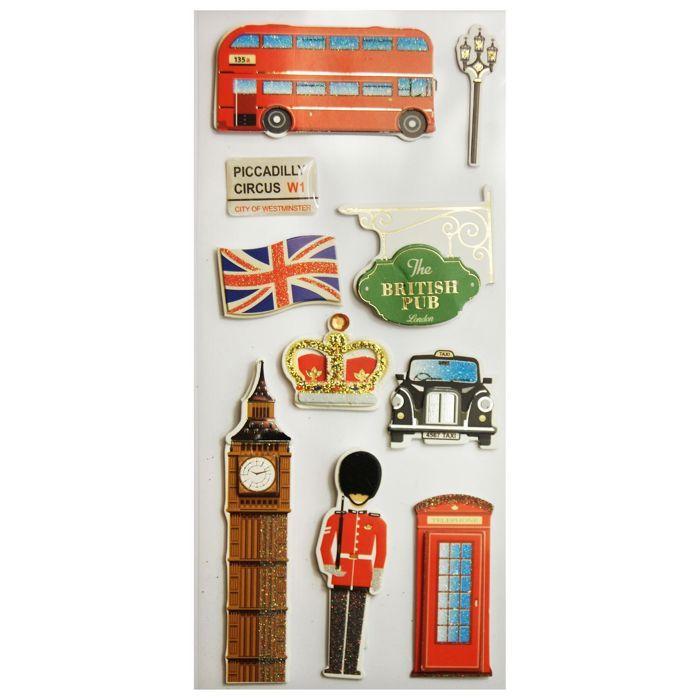 Autocollants en relief à paillettes et dorures - Londres