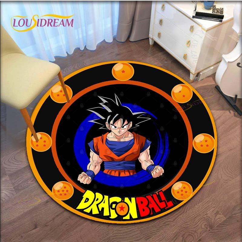 GOKU Carpet Cartoon Dragon Ball Non-slip Floormat Area Rug Round Play Mat for Playroom Kidsroom  Rugs for Bedroom