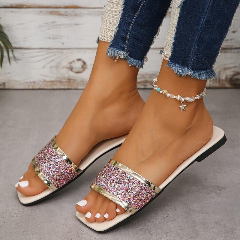 

Summer New Designer Women s Lightweight Comfortable Casual Flat Sandals Fashionable Women s Elegant Slip-on Walking Slippers 42 лавандовый