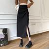 Women's High-Waist A-Line Pleated Slit Midi Skirt - Spring/Summer Design