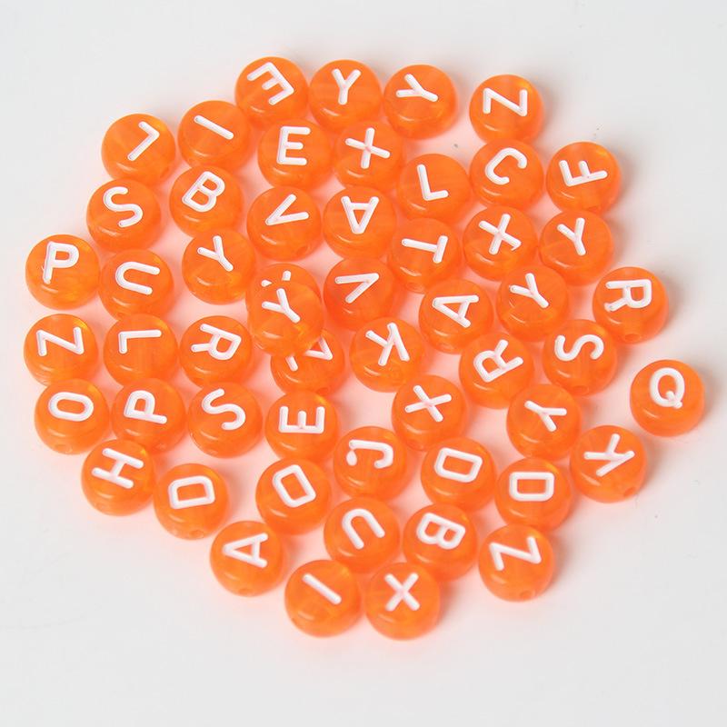 

50Pcs Letter Figure Acrylic Beads Round Flat Alphabet Spacer Beads For Jewelry Making Handmade Diy Bracelet Necklace Accessory