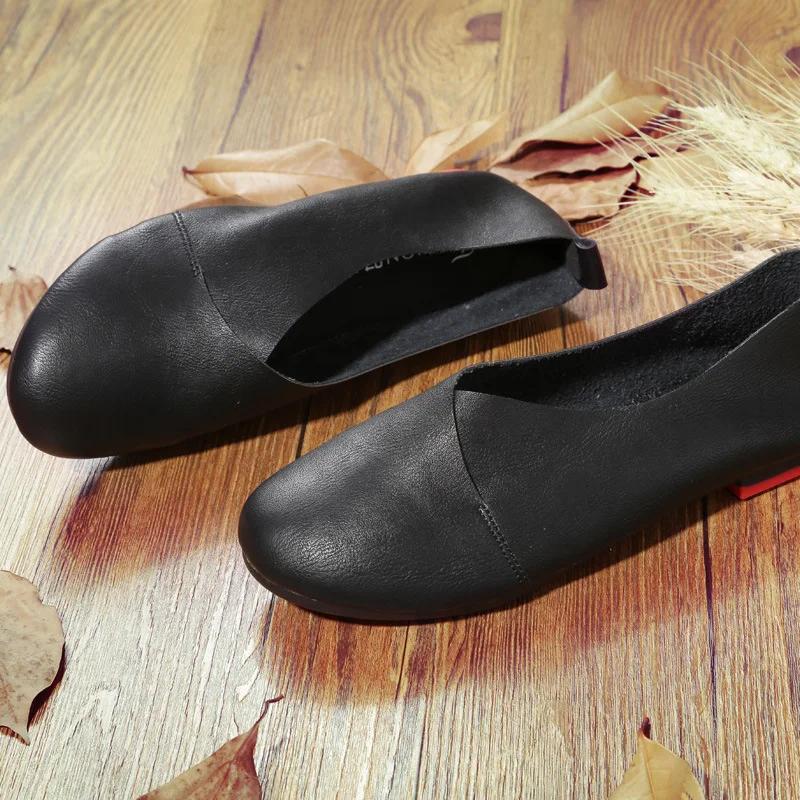 Fashion Women's Flat Shoes Handmade Women Shoes 2025  Spring/autumn New Vintage Slip on Loafers Plus Size Female Shoes