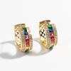 New Luxury Elegant Chunky Round Rainbow Zirconia Hoop Earrings for Women Multicolored CZ Stones Ear Fashion Party Jewelry Gifts
