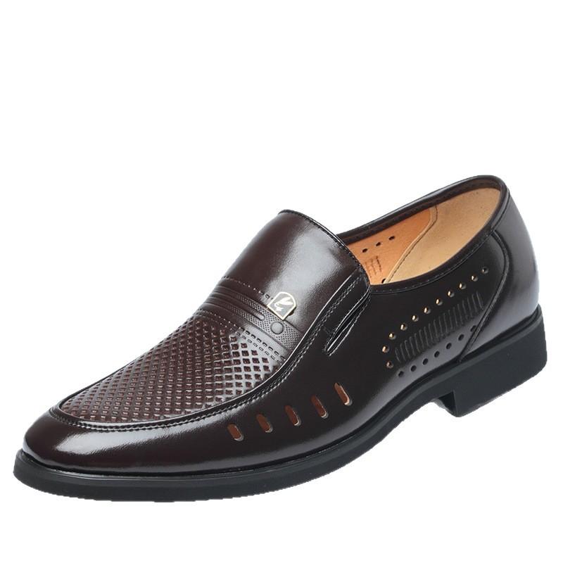 New leather shoes men's genuine leather business dress men's shoes hollow punching cool leather shoes men's pointed head