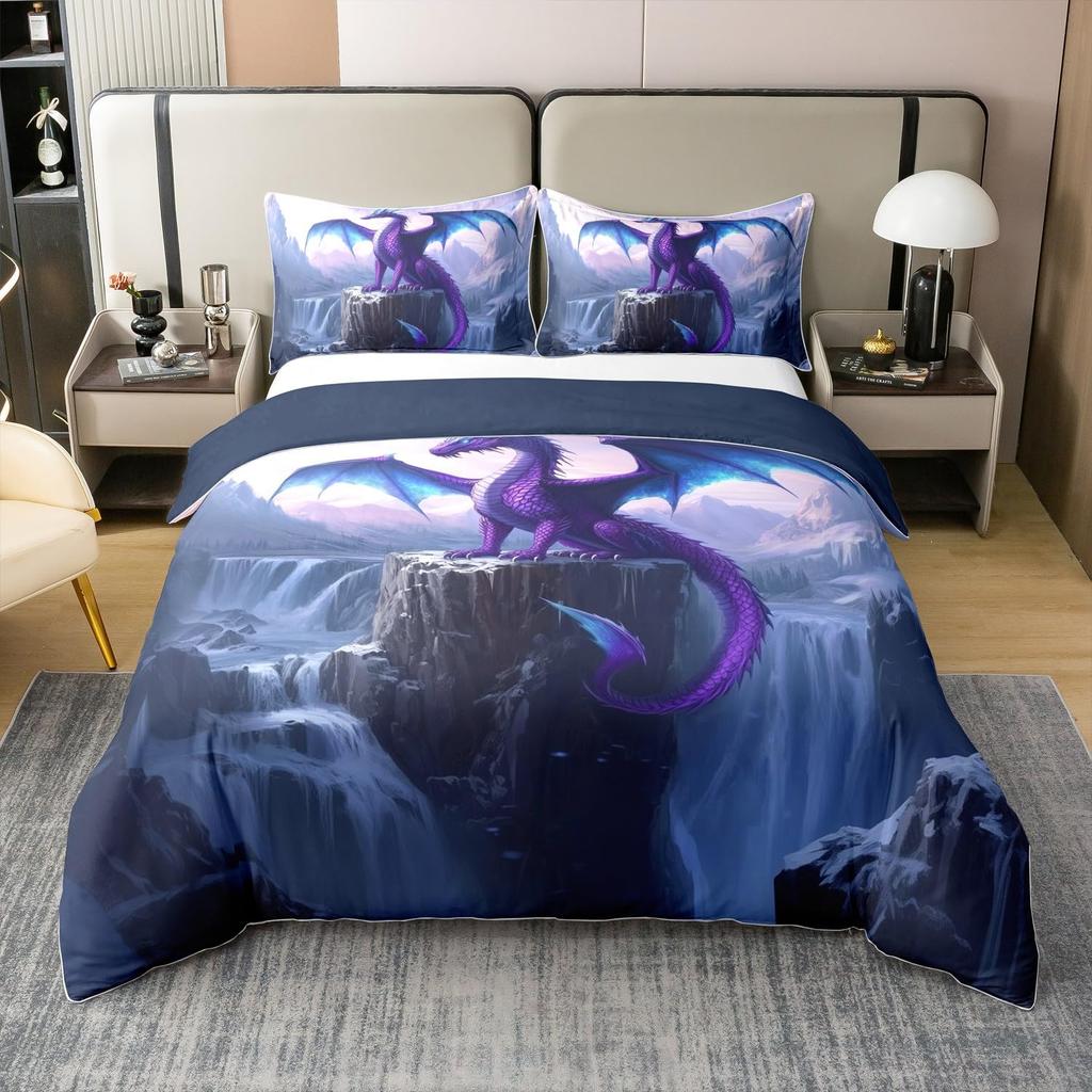 Waterfall Duvet Cover Sets For Teens Adults Queen Quilt Covers Lightweight Down Room Decor 2 Pillowcases 1 Duvet Cover No Quilt