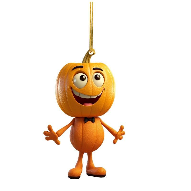 New Halloween Pumpkin Car Pendant Rearview Mirror Pendant Ghost Pumpkin Acrylic Flat Pendant