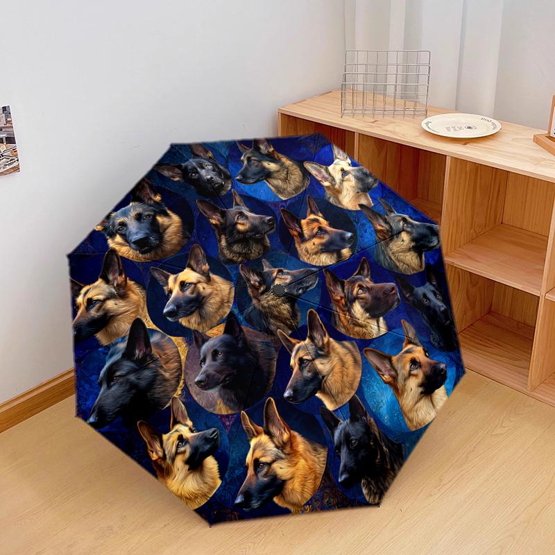 1 PC Automatic Folding Umbrella - German Shepherd Pattern, Portable & Foldable Design with 8 Ribs, Christmas Birthday Gifts