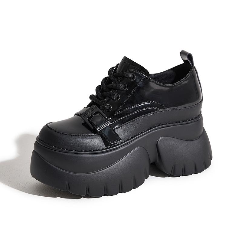 Plateau-Loafer Damen Frühling 2025 neu Muffin-Sohle kleine Innenabsatzerhöhung Damenschuhe vielseitig Britische kleine Lederschuhe