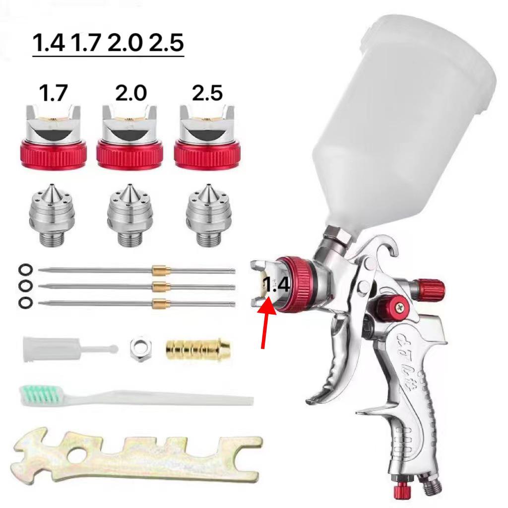 2008 Car High Atomization Spray Gun 1.7/2.0/2.5mm Nozzle Pneumatic Top-Feed Paint Sprayer
