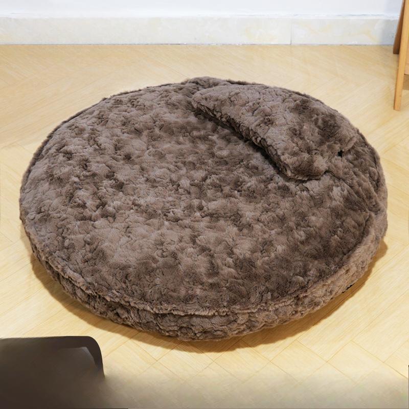 

Круглый плюшевый коврик для собак Winter Rabbit, подходит для собак среднего размера, съемная и моющаяся кровать для собаки со съемной маленькой подушкой, бархатный коврик S