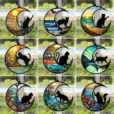 1 Set Pet Memorial Pendant Fine Workmanship Cat Moon Shape Pendant Decoration Perfect Gift for Dog Cat Lovers