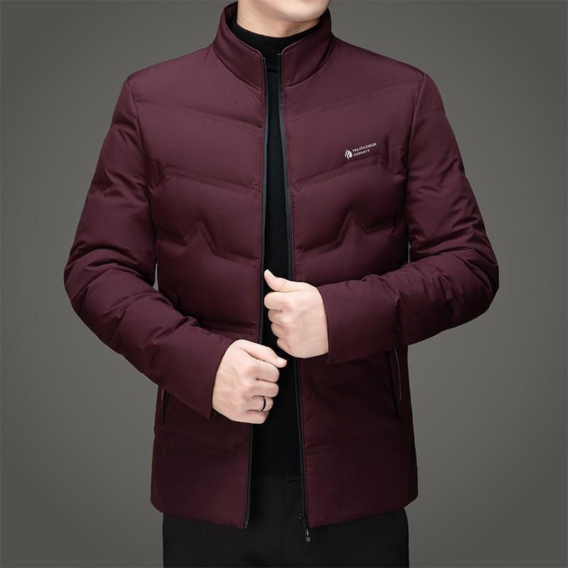 Mens Stand Collar Down Cotton Jacket Winter Warm Casual Outerwear Middle-Aged