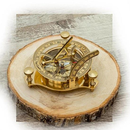Vintage Messing Sonnenuhr Kompass 4 Zoll Antikes Navigationswerkzeug Heimdeko