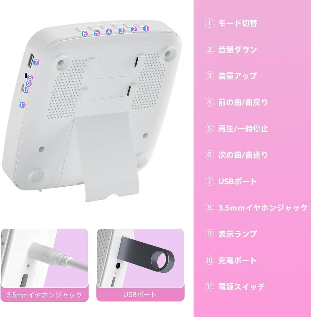 Gueray CD Player with Bluetooth Stereo FM USB Playback Easy Repeat MP3 Earphone Dustproof Remote Music Language Fetal Japanese Instruction Manual No